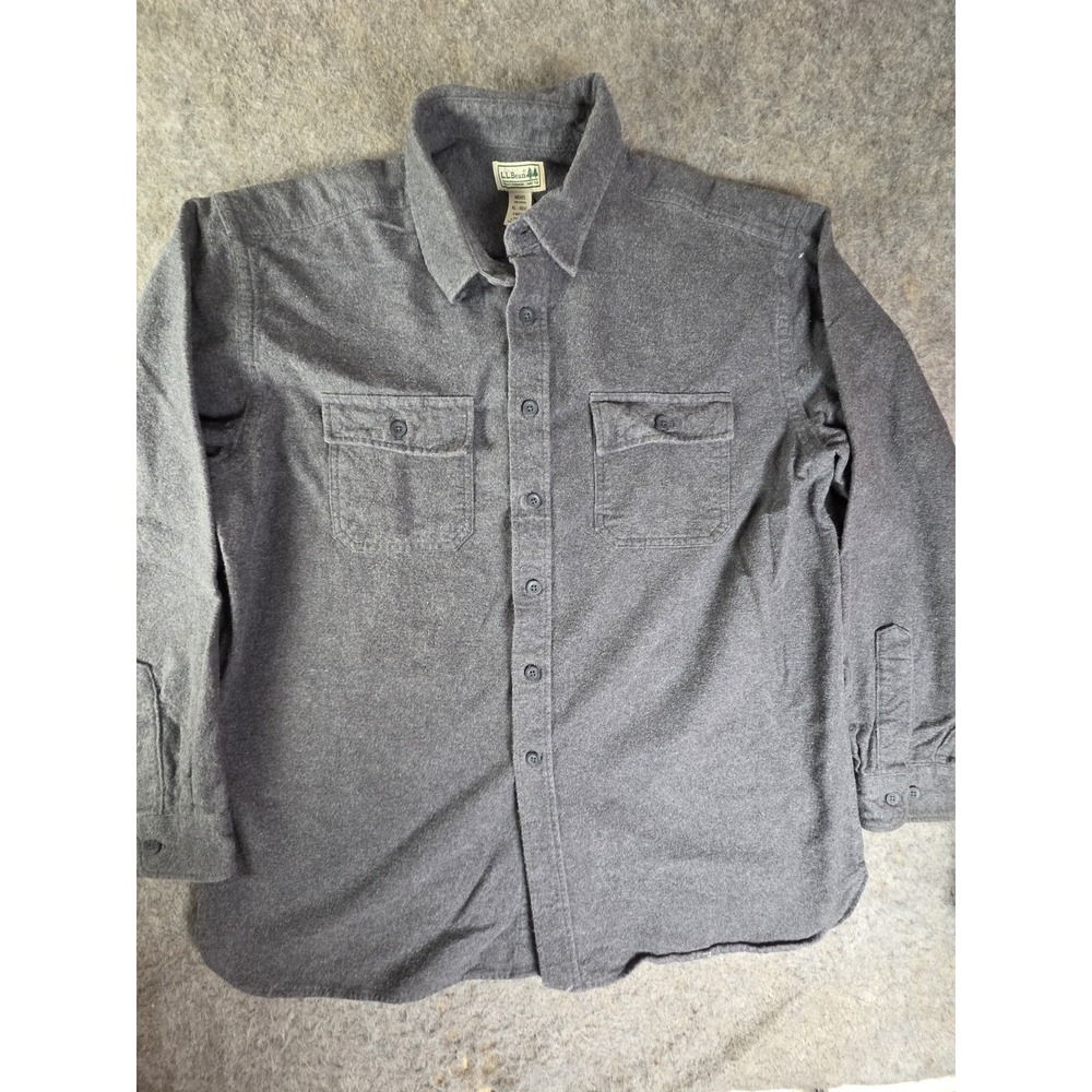 VINTAGE LL Bean Shirt Mens XL Gray Heavyweight Flannel Workwear Casual